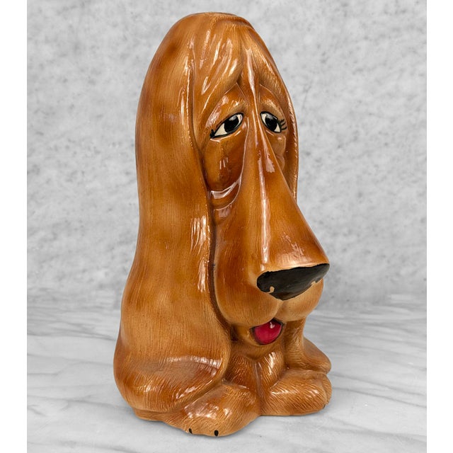 Mid-Century Sad Bloodhound Ceramic Sculpture 11" For Sale - Image 4 of 9