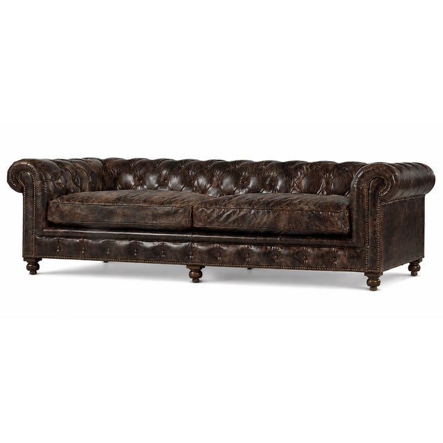 2010s Restoration Hardware Kensington 96" Down-Filled Leather Sofas – Glove Leather (2 Available) For Sale - Image 5 of 6