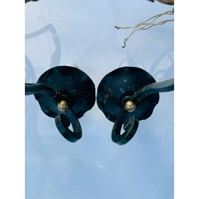 1970s Italian Wall Sconces with Metal Gilt Accents - A Pair For Sale - Image 4 of 12