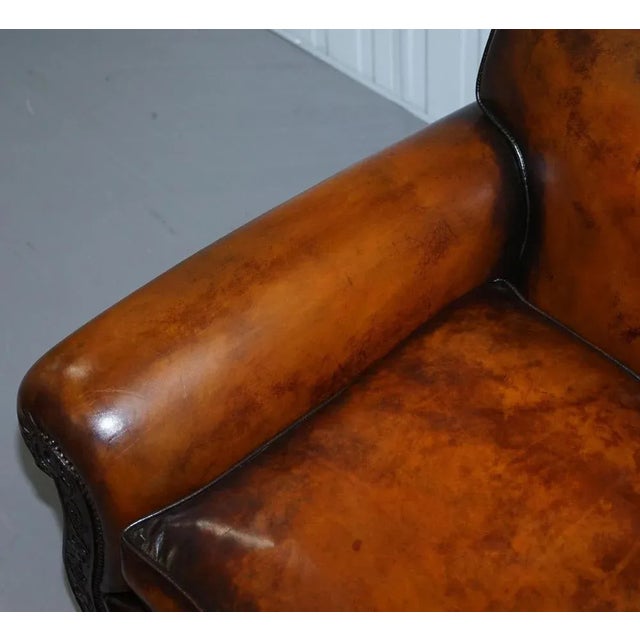 Brown Leather Two Seat Sofa For Sale - Image 10 of 18