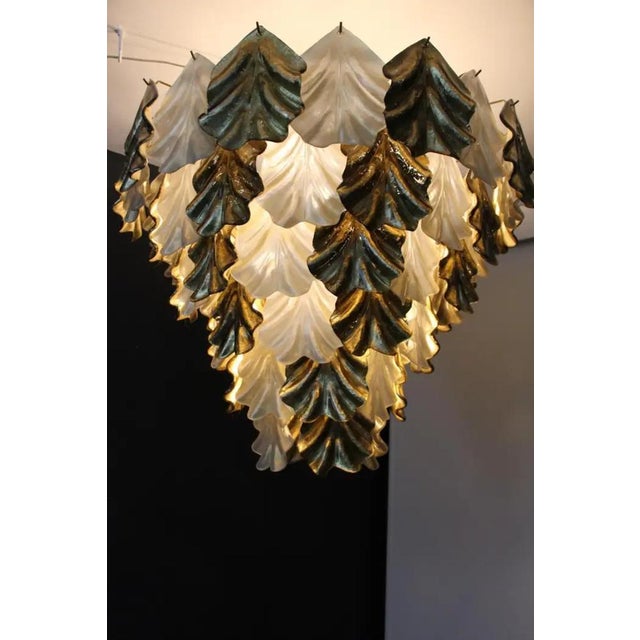 Large Glass Chandelier with Pearly Murano and Golden Golden, 2000 For Sale - Image 15 of 18