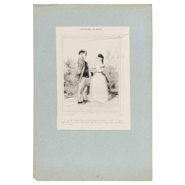 Lithograph on paper, from the Series "Impressions de Ménage", plate 8. An original nineteenth-century lithograph by the...