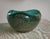 Alfredo Barbini Style Murano Teal Green Gold Flecks Italian Bullicante Art Glass Mid Century Dish Bowl For Sale In New York - Image 6 of 12
