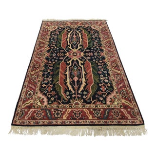 Heriz Rug 5’11” X 8’8” Blue Wool Vintage Traditional Hand-Knotted Carpet For Sale