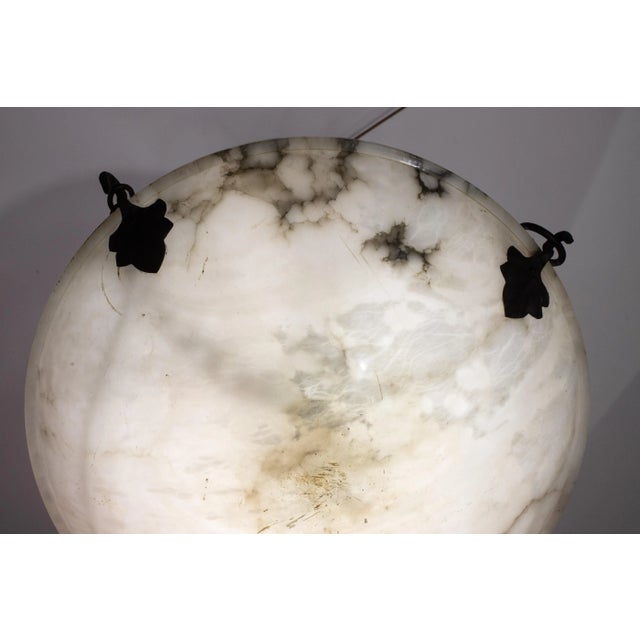 Metal Extra Large White Alabaster Pendant, 1940s For Sale - Image 7 of 11