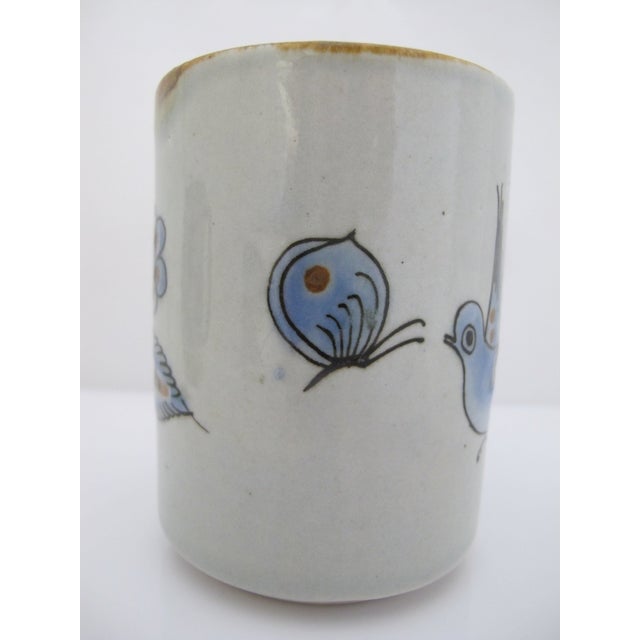 Ken Edwards El Palomar Blue Bird Flowers Mexican Tonala Folk Art Coffee Cup Pair For Sale In Portland, OR - Image 6 of 11