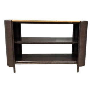 Baker / McGuire Organic Modern Chocolate Brown Rattan and Caning Pacific Shelving Unit For Sale