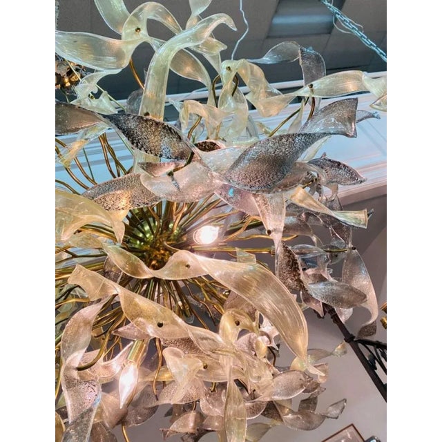 Metal Monumental Modernist Gold Murano Ribbon Chandelier For Sale - Image 7 of 10