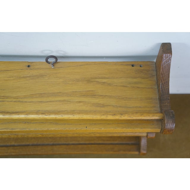 Late 20th Century Oak Serpentine 2 Tier Farmhouse Wall Hanging Plate Rack Tea Cup Display Shelf 35" For Sale - Image 5 of 18