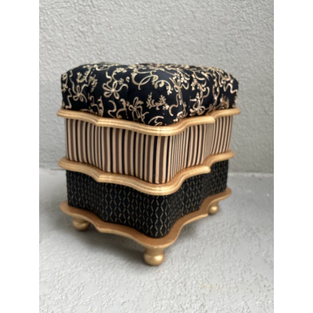 Mid-Century Modern Decorative Vintage Footstool For Sale - Image 3 of 13