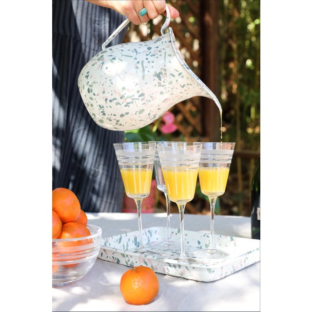 American Crow Canyon Home Enamelware Catalina Large Pitcher in Mint Hibiscus For Sale - Image 3 of 5