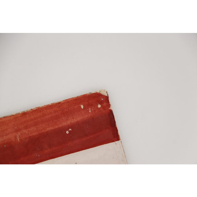 19th Century Set of Four Tiles Red & Antique White, Portuguese For Sale - Image 4 of 12