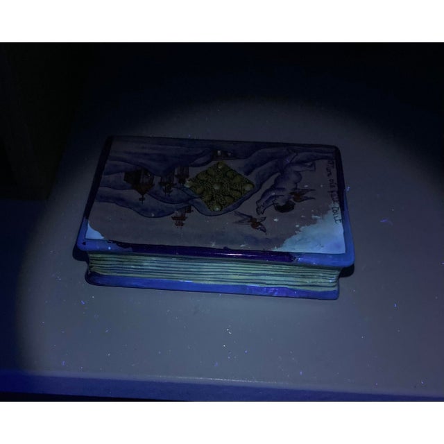 Antique French Nevers Faience Book Form Hand Warmer/Snuff For Sale - Image 9 of 13