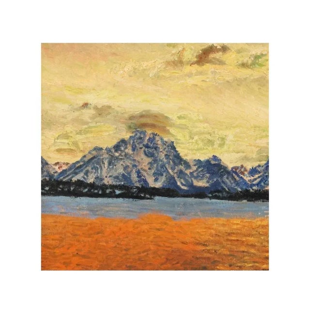 Vintage Oil on Canvas Painting Western American Landscape, Framed. Featuring a mountain range, and desert in the...