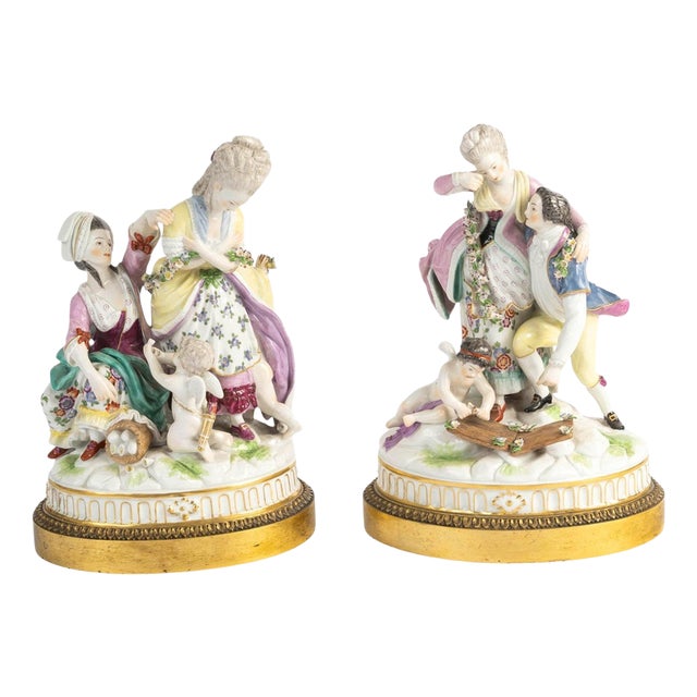 19th Century Porcelain Figurines by Meissen, Set of 2 For Sale