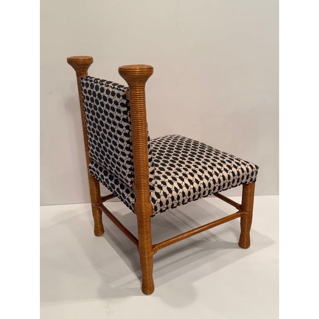 Rattan & Fornasetti Upholstered Italian Chair For Sale - Image 4 of 11