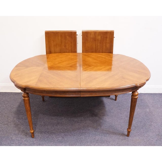 Bernhardt Furniture Fruitwood Country French Style 100" Oval Dining Table 236-202 For Sale - Image 9 of 14