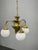 Czechoslovak Art Deco Brass and Opaline Glass Chandelier, 1930s For Sale - Image 12 of 15