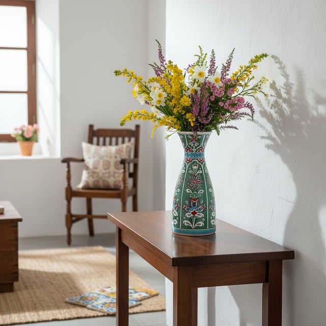 The Jewel of the Collection: The Emerald Vase Break away from the ordinary with this Handmade Emerald Green Ceramic Vase....
