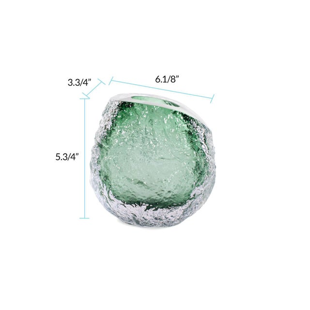 Glass Emerald Crystalized Glass Vase- Small For Sale - Image 7 of 11