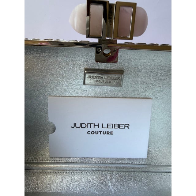 2020s Judith Leiber Rose Quartz Crystal Minaudiere Evening Clutch Shoulder Bag For Sale - Image 10 of 10