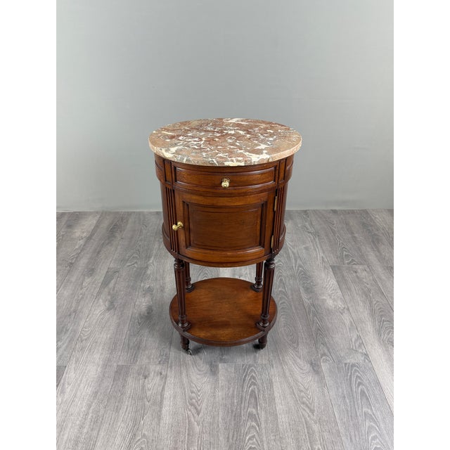 19th Century Louis XVI Half-Moon Side Table in Mahogany and Marble, 1920s For Sale - Image 3 of 12
