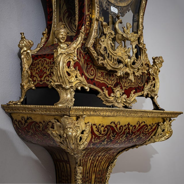 Gold Louis XV Style Grand Cartel Clock with Console from Crosnier à Paris, Mid-19th Century For Sale - Image 8 of 15