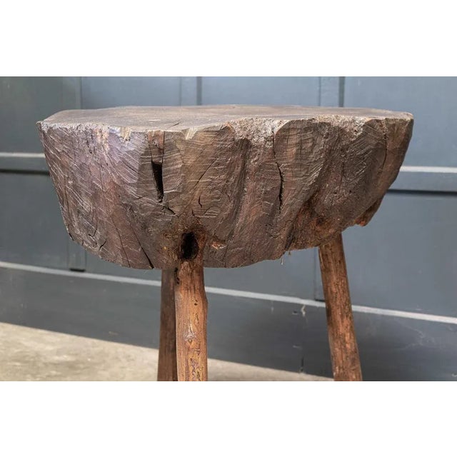 ​19th Century French Provincial Rustic Elm Chopping Block Table For Sale - Image 6 of 11