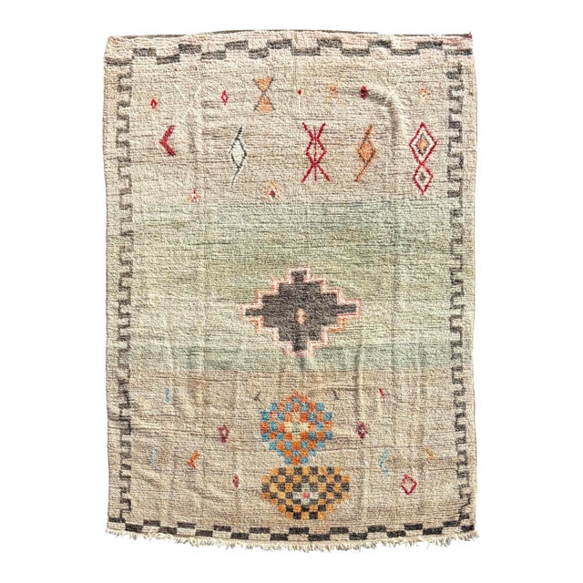 Moroccan Colorful Boujad Wool Rug - Berber Rug -Vintage Moroccan Rug For Sale