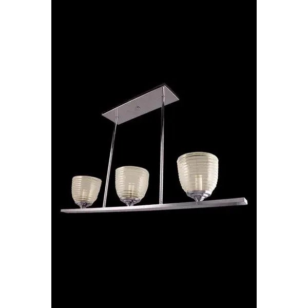 Deco style pendant fixture, three Murano shades.