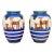 1930s Bunzlau Art Deco Gazelle Vases, Pair — Hand-Painted Stoneware, Made in Germany For Sale