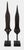 A striking pair of hand-forged African iron spearheads, presented as sculptural objects on custom hardwood display bases....