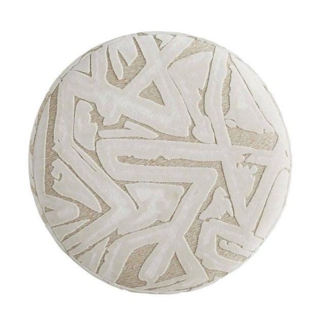 2020s Arteriors Home Avalon Ottoman Swiss Coffee Champagne Swivel For Sale - Image 5 of 5