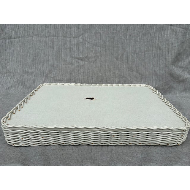 Vintage White Faux Wicker Green Ivy Vine Serving Tray For Sale - Image 16 of 18