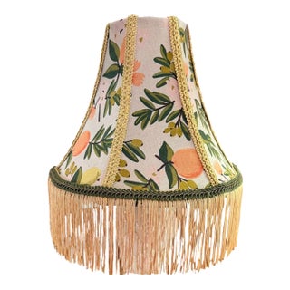 Rifle Paper Co. Primavera Italian Botanical Lampshade With Olive Green & Gold Trim For Sale