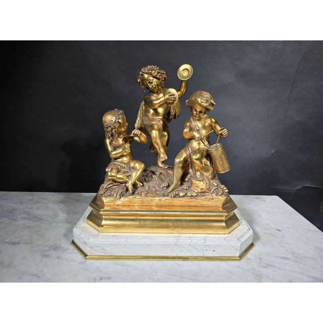 1900 - 1909 19th Century Gilded Bronze Sculptural Group, 1900 For Sale - Image 5 of 18