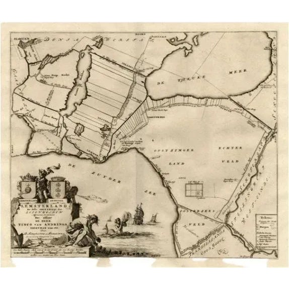 Early 18th Century Antique Map of the Lemsterland Township Friesland by Halma, 1718 For Sale - Image 5 of 5