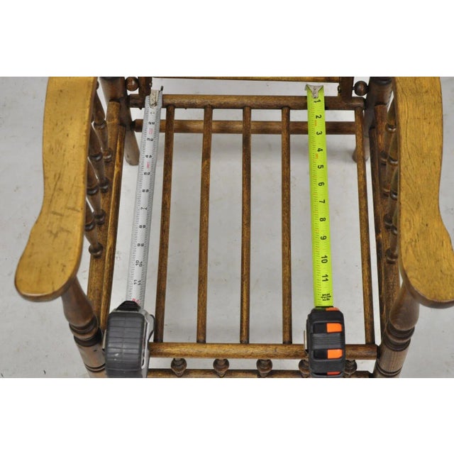 Wood 19th Century Antique Arts & Crafts Mission Turn Carved Walnut Small Child's Morris Chair For Sale - Image 7 of 12