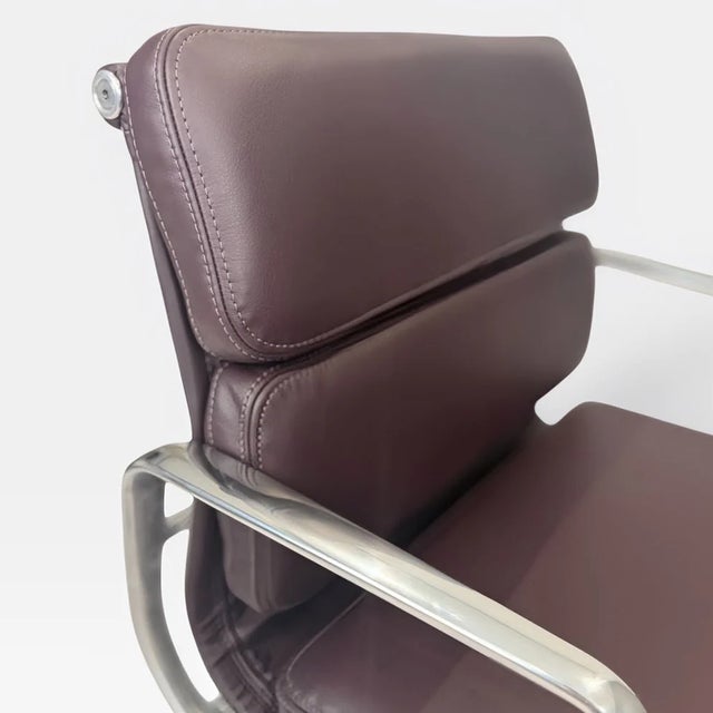 Burgundy Eames for Herman Miller Soft Pad Management Chair - Dark Burgundy Leather For Sale - Image 8 of 9