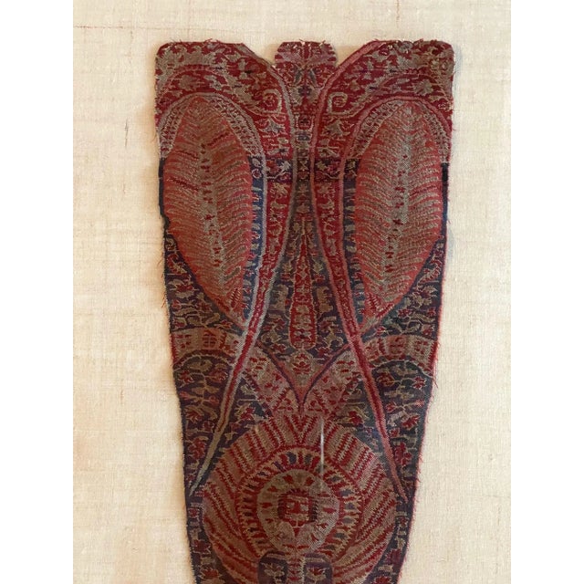 Red Antique Late 19th Century Framed Parsley Shaw Fragments - A Pair For Sale - Image 8 of 10
