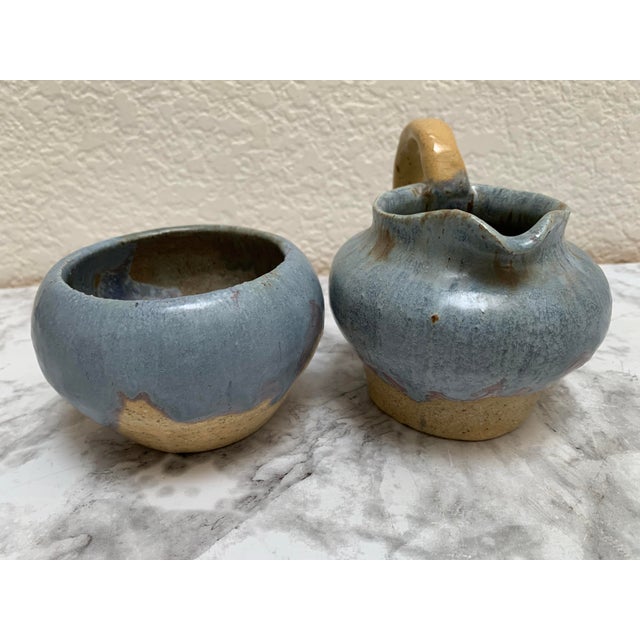 American Vintage Handcrafted Artisan Pottery Cream and Sugar Set of Two For Sale - Image 3 of 10