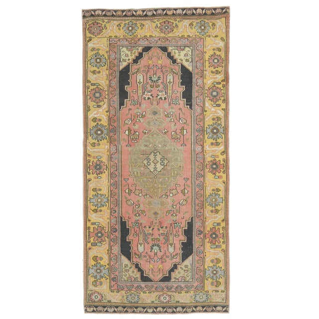 1970s Turkish Oushak Handmade Wool Cotton Pink Area Rug For Sale - Image 10 of 10