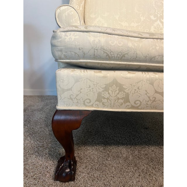 Kindel Furniture Cyber Monday Flash Sale - Mid 20th Century Kindel Ball & Claw Chippendale Queen Anne Flared Wingback Chair For Sale - Image 4 of 12