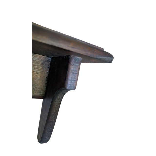 Vintage Farmhouse Cottage Wooden Wall Shelf With Peg Hooks For Sale - Image 10 of 11
