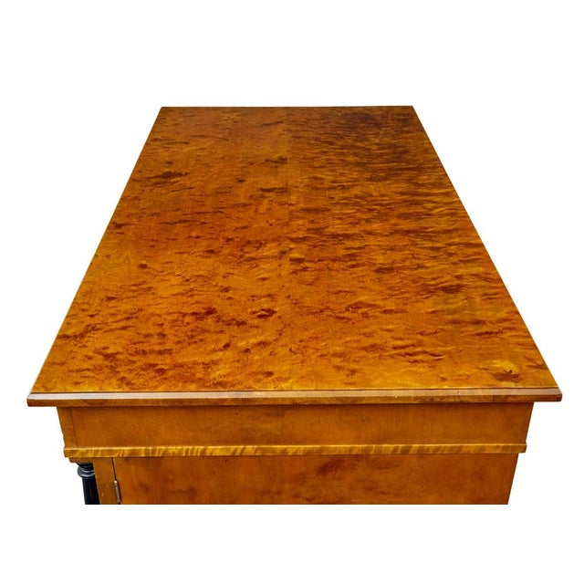 Swedish Empire Revival Birch Pedestal Desk, 1910 For Sale - Image 11 of 13
