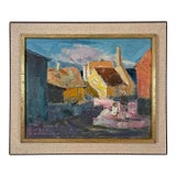 Mid 20th Century Danish Modernist Village Scene by Svend Nielsen For Sale