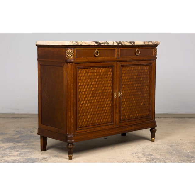 Brown Late 19th Century French Louis XVI Oak and Marble Buffet by Haentges Freres For Sale - Image 8 of 18