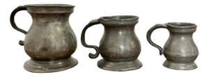Antique Victorian Pewter Measures, 1850s, Set of 3