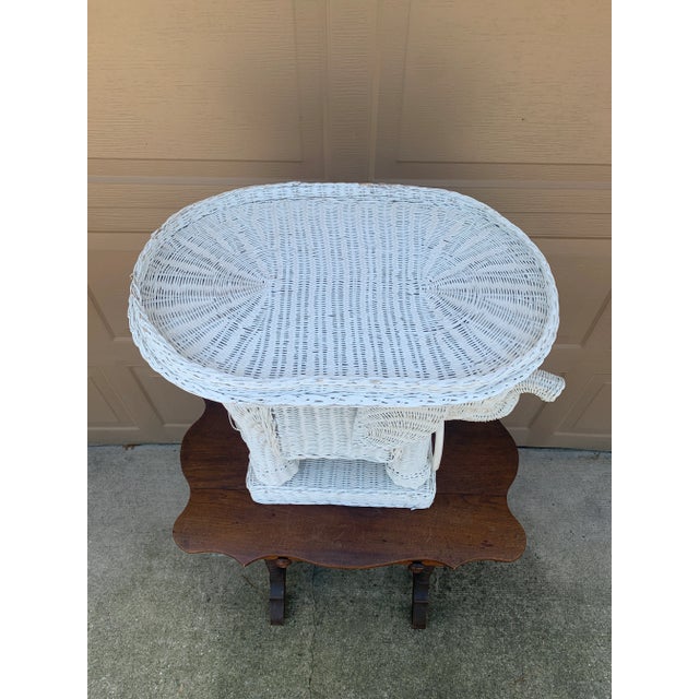 Wood A Palm Beach Icon | White Wicker Elephant Drinks Table, 1970s For Sale - Image 7 of 12