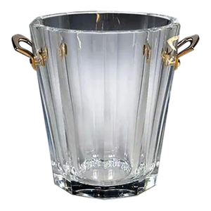 Baccarat Crystal "Maxim" Champagne Bucket With Brass Handles